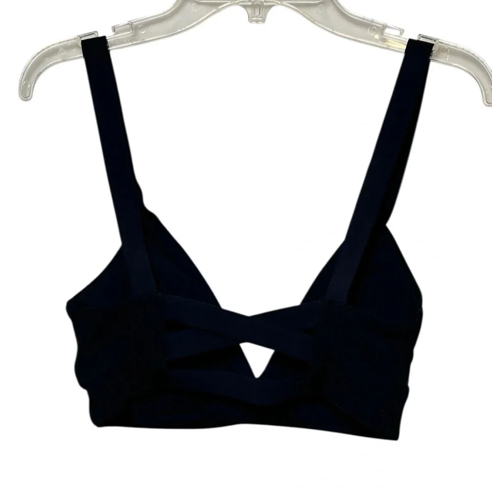 L Space Revolve Vera Bikini Top Black Women's Size Small Ribbed Texture